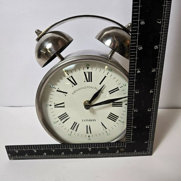 Deco 79 Stainless Steel Analog Table Clock SILENT Bell Style Decorative Top 7x5" - Picture 8 of 11